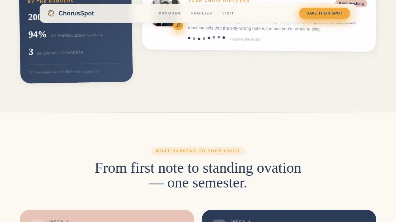 Harmony — Warm Community Choir Landing Page Template