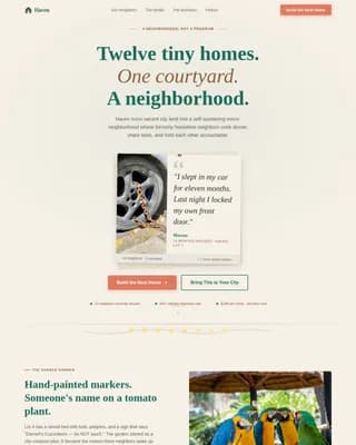 Haven - Warm Community Hearth Tiny Home Landing Page Template