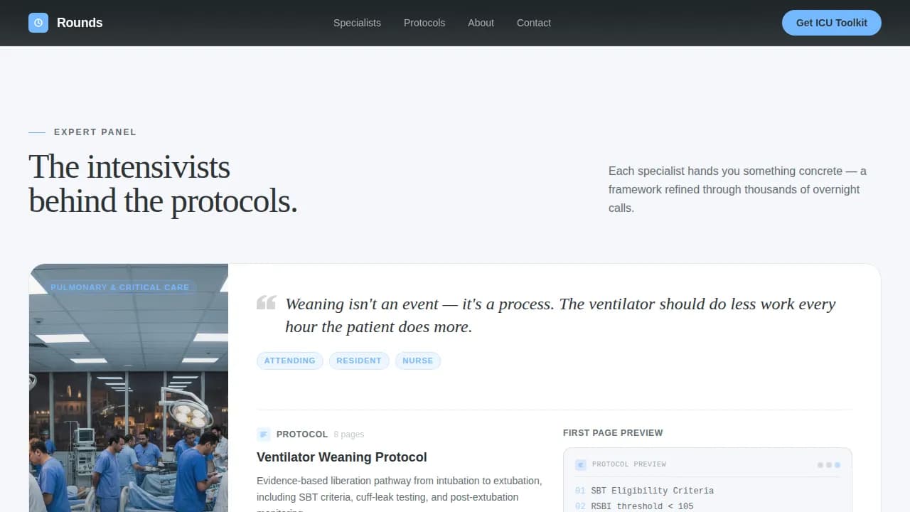 Intensivist & Critical Care Practice Website Template