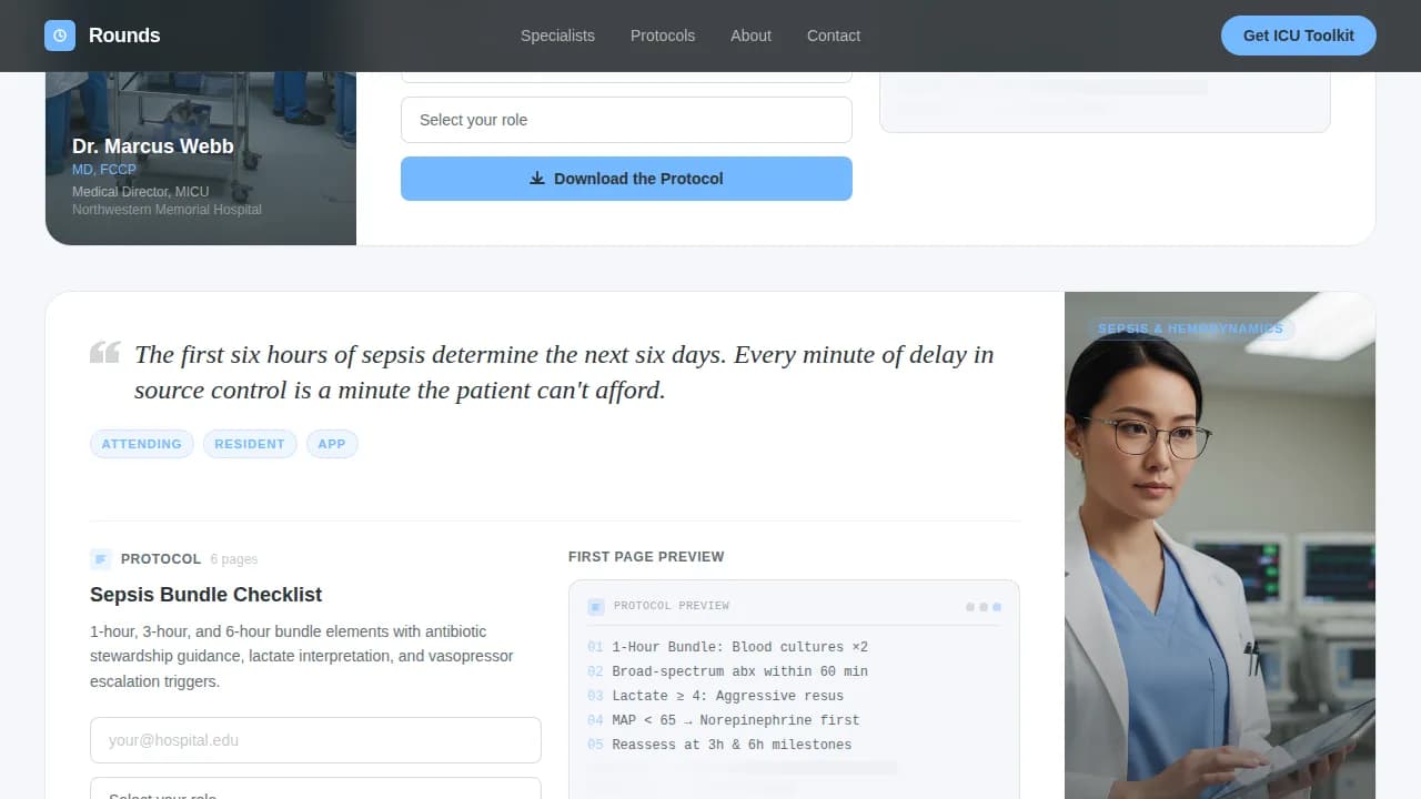 Intensivist & Critical Care Practice Website Template