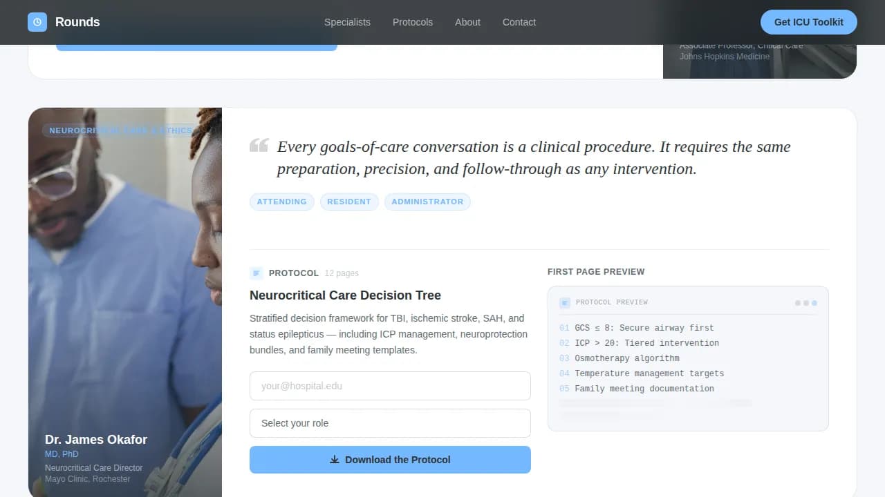 Intensivist & Critical Care Practice Website Template