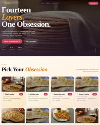 Paratha - Flaky Layers Neighborhood Restaurant Landing Page Template