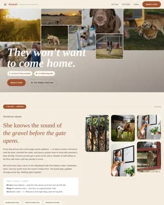 Kennel - Nature-Inspired Dog Boarding & Daycare Landing Page Template