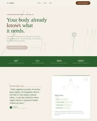 Inhale - Healing Aromatherapy Booking Landing Page Template