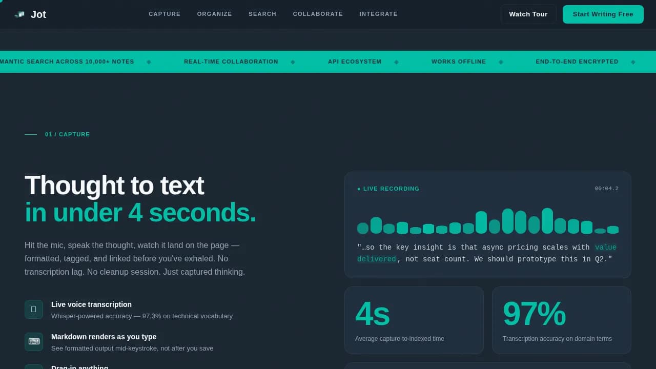 Capture — Intelligent Note App Landing Page Template