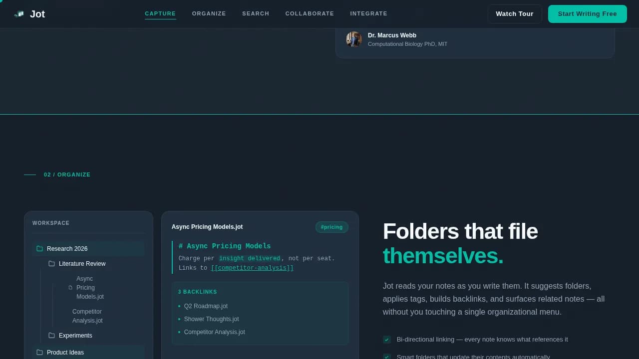 Capture — Intelligent Note App Landing Page Template
