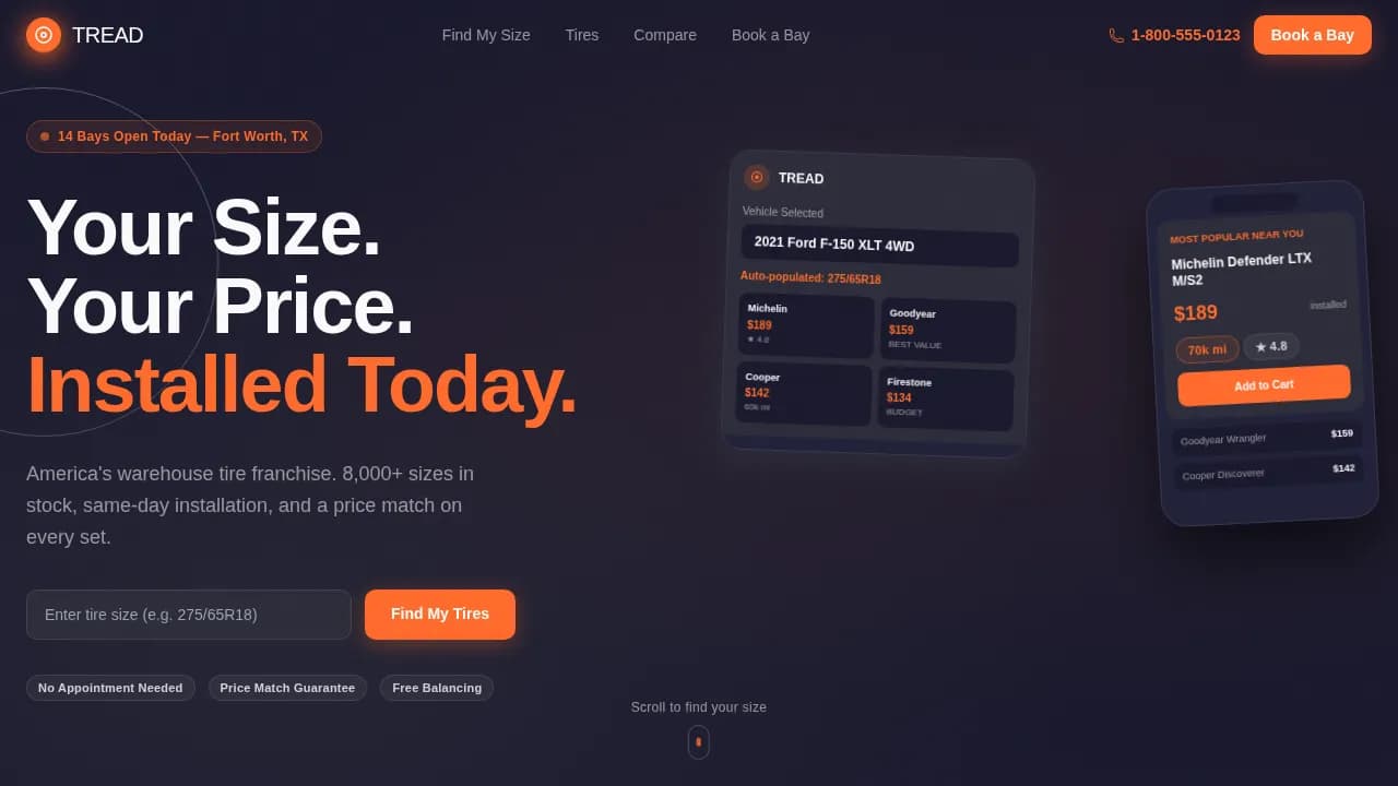 Grip — Reliable Tire Marketplace Landing Page Template