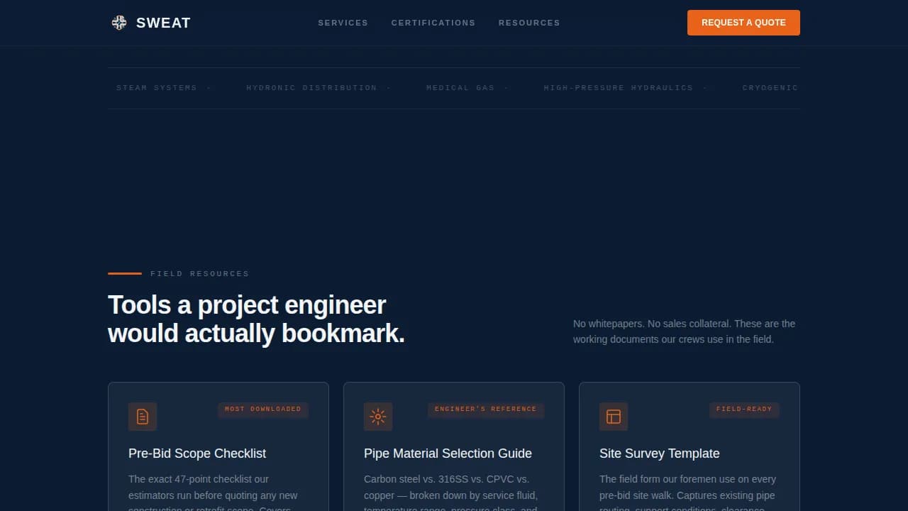 Glow — Expert Pipefitter Booking Landing Page Template