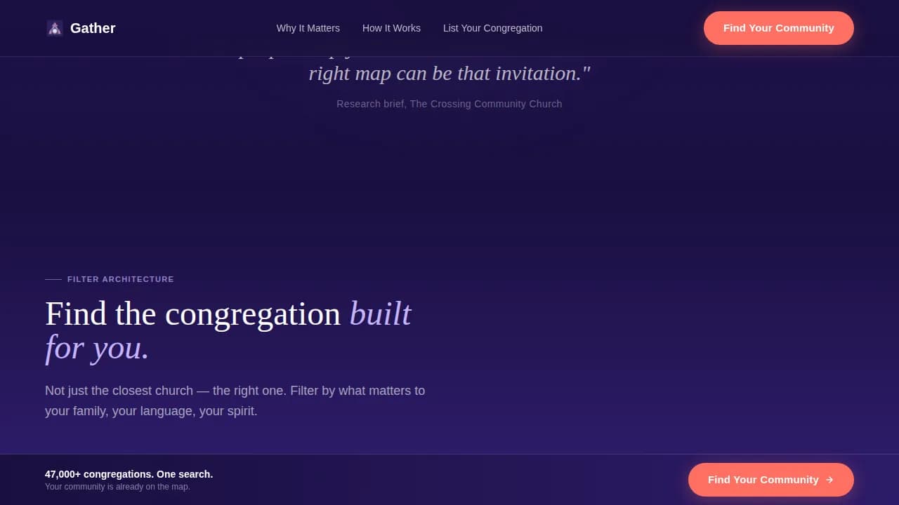 Commune — Faith Discovery App Landing Page Template