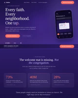 Commune — Faith Discovery App Landing Page Template