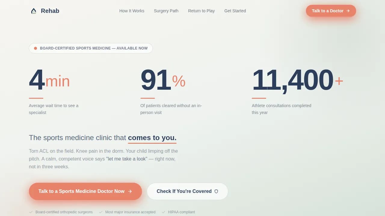 Swift — Telehealth Sports Medicine Landing Page Template