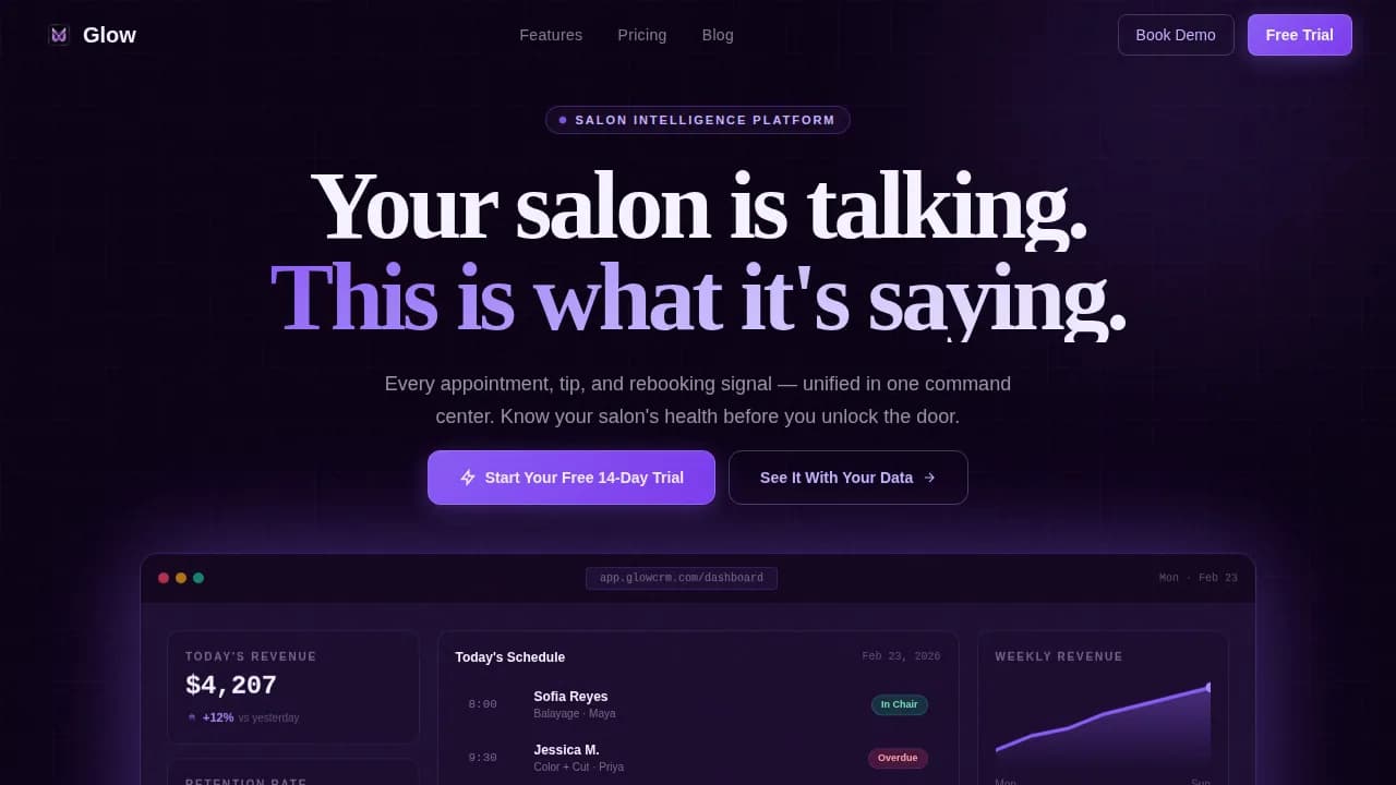 Radiance — Intelligent Salon Management Landing Page Template