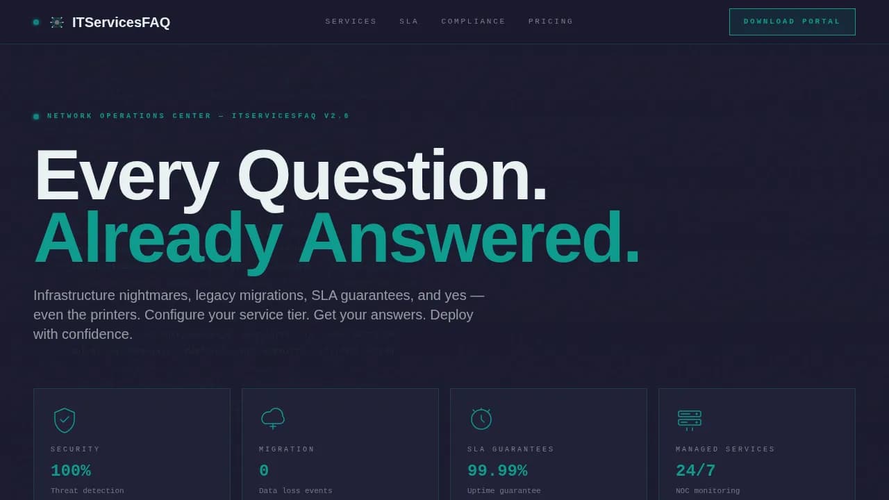 Infracore - Bold Brutalist IT Services FAQ Landing Page Template