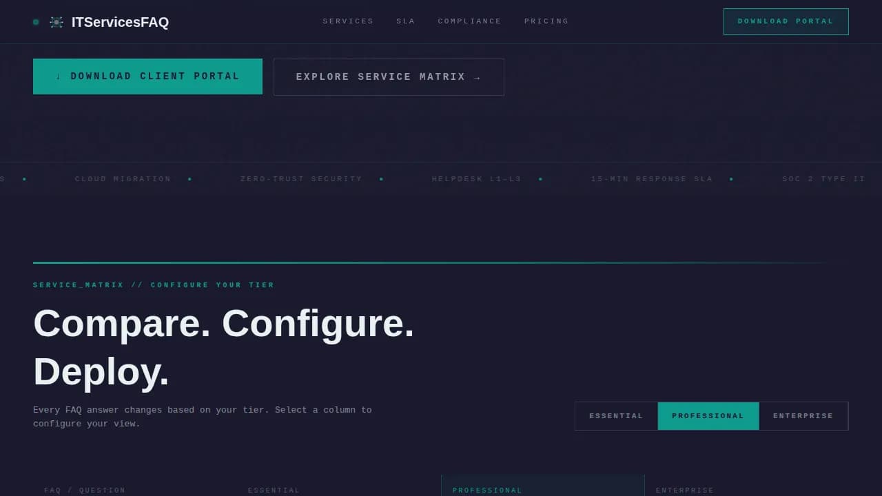 Infracore - Bold Brutalist IT Services FAQ Landing Page Template