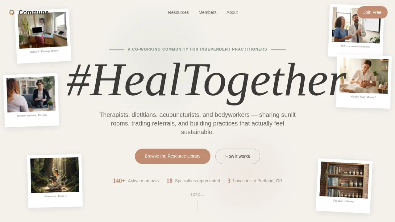 Commune — Wellness Professional Community Landing Page Template