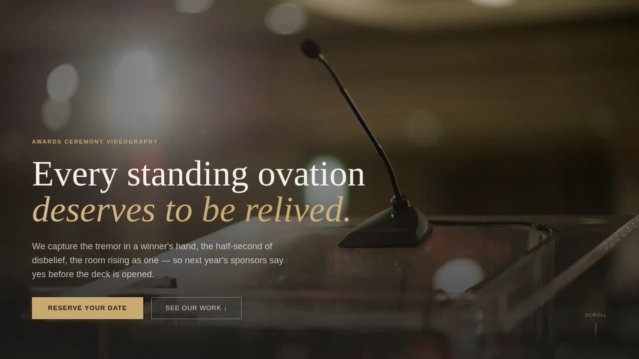 Acclaim — Premium Event Videography Landing Page Template