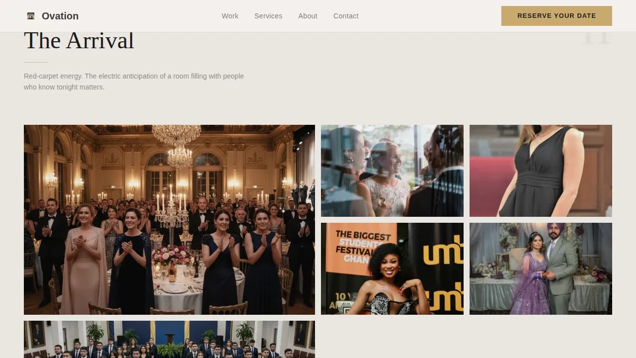 Acclaim — Premium Event Videography Landing Page Template