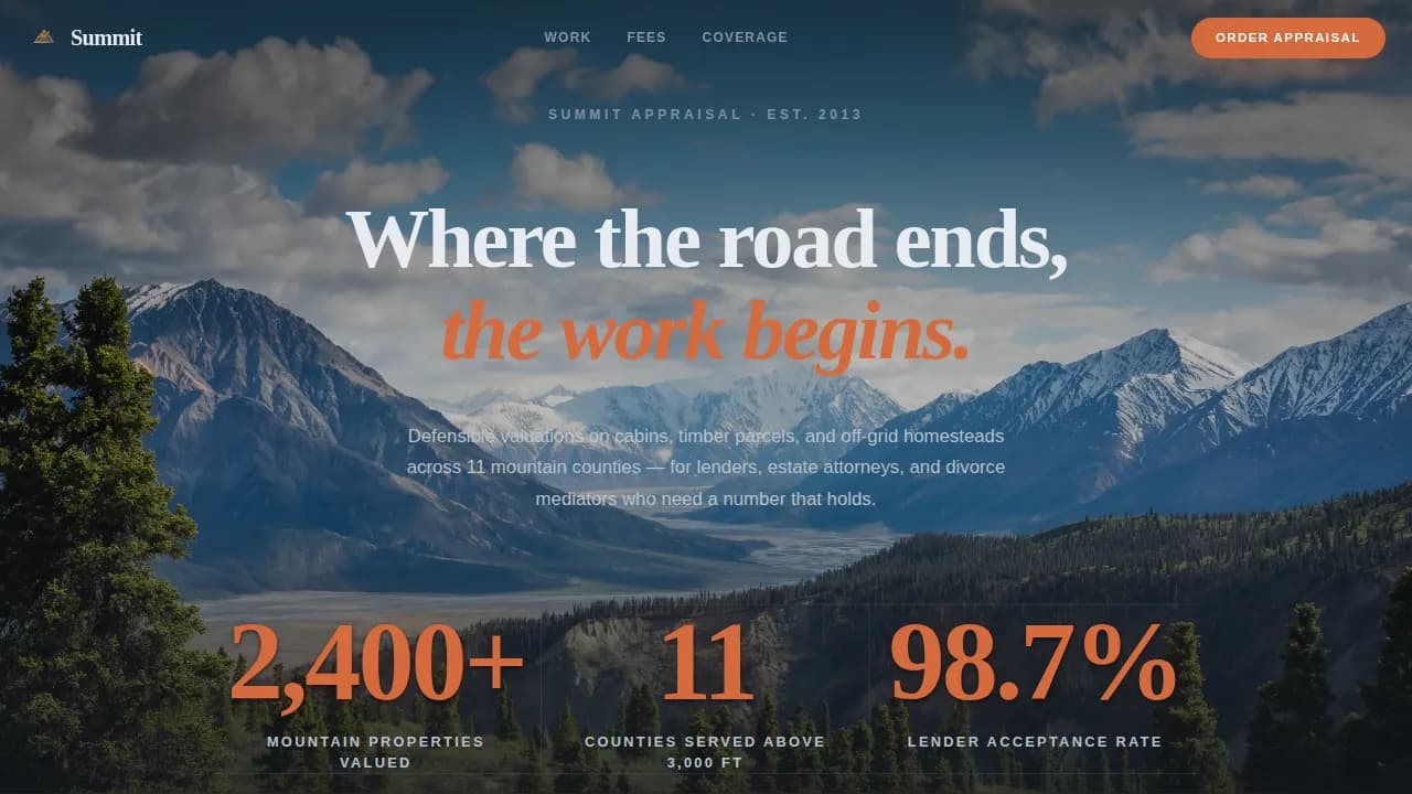 Pinnacle — Certified Real Estate Valuation Landing Page Template