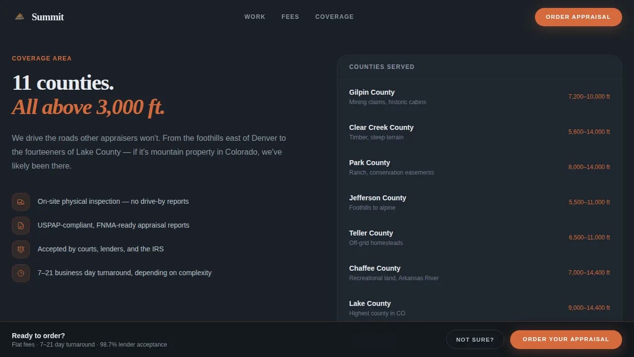 Pinnacle — Certified Real Estate Valuation Landing Page Template