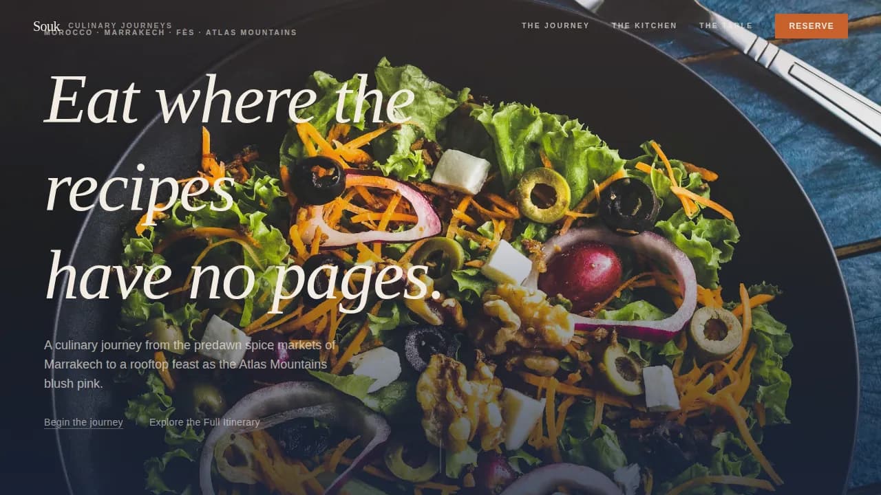 Voyage — Immersive Morocco Culinary Landing Page Template