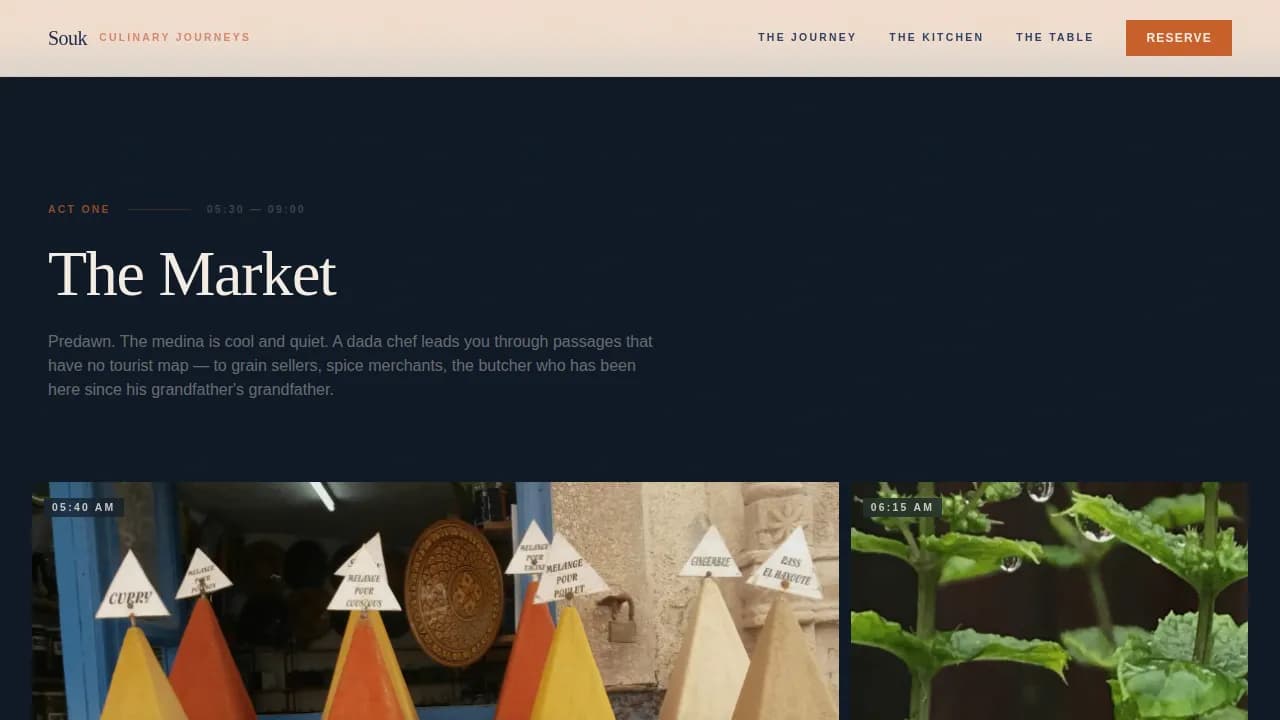 Voyage — Immersive Morocco Culinary Landing Page Template
