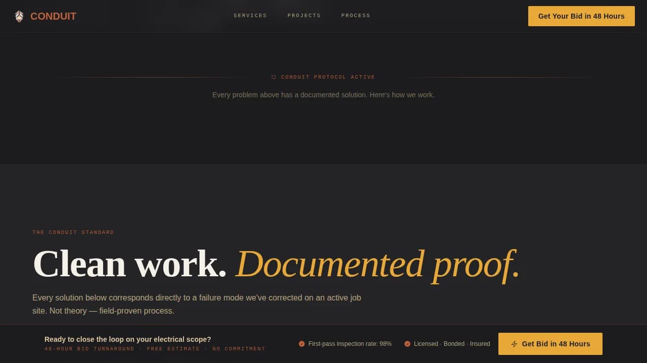 Conduit — Commercial Electrical Landing Page Template