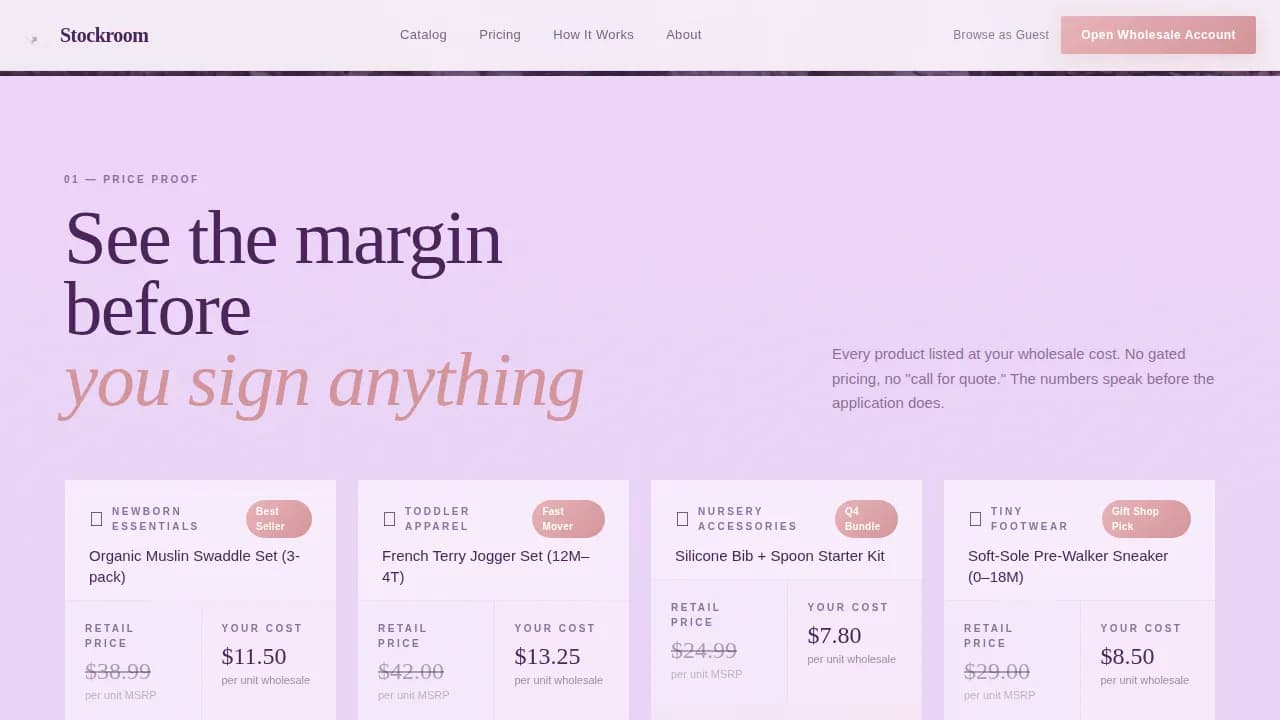 Inventory — Bulk Infant Distributor Landing Page Template