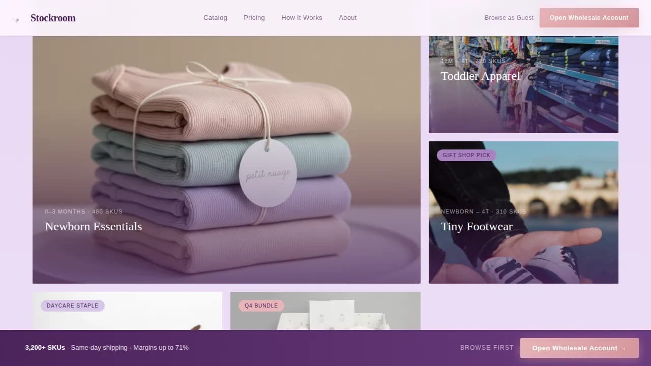 Inventory — Bulk Infant Distributor Landing Page Template