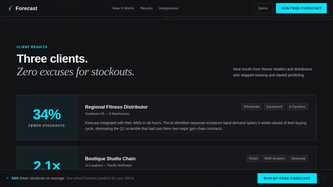 Forecast — Intelligent Fitness Management Landing Page Template