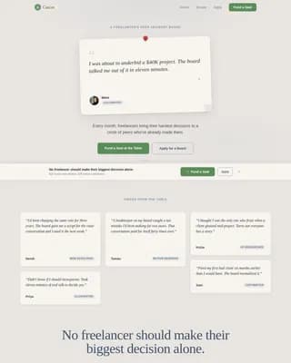 Caucus — Peer Freelancer Advisory Landing Page Template