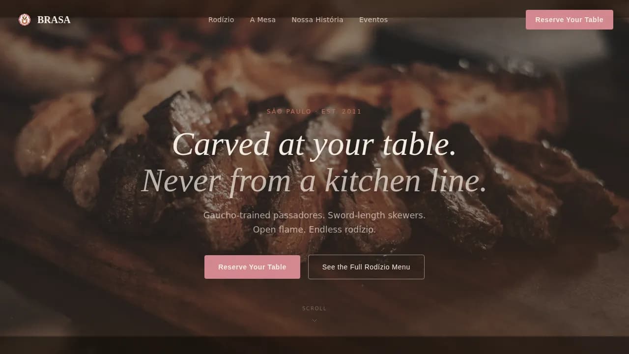 Churrascaria — Tableside Carving Restaurant Landing Page Template
