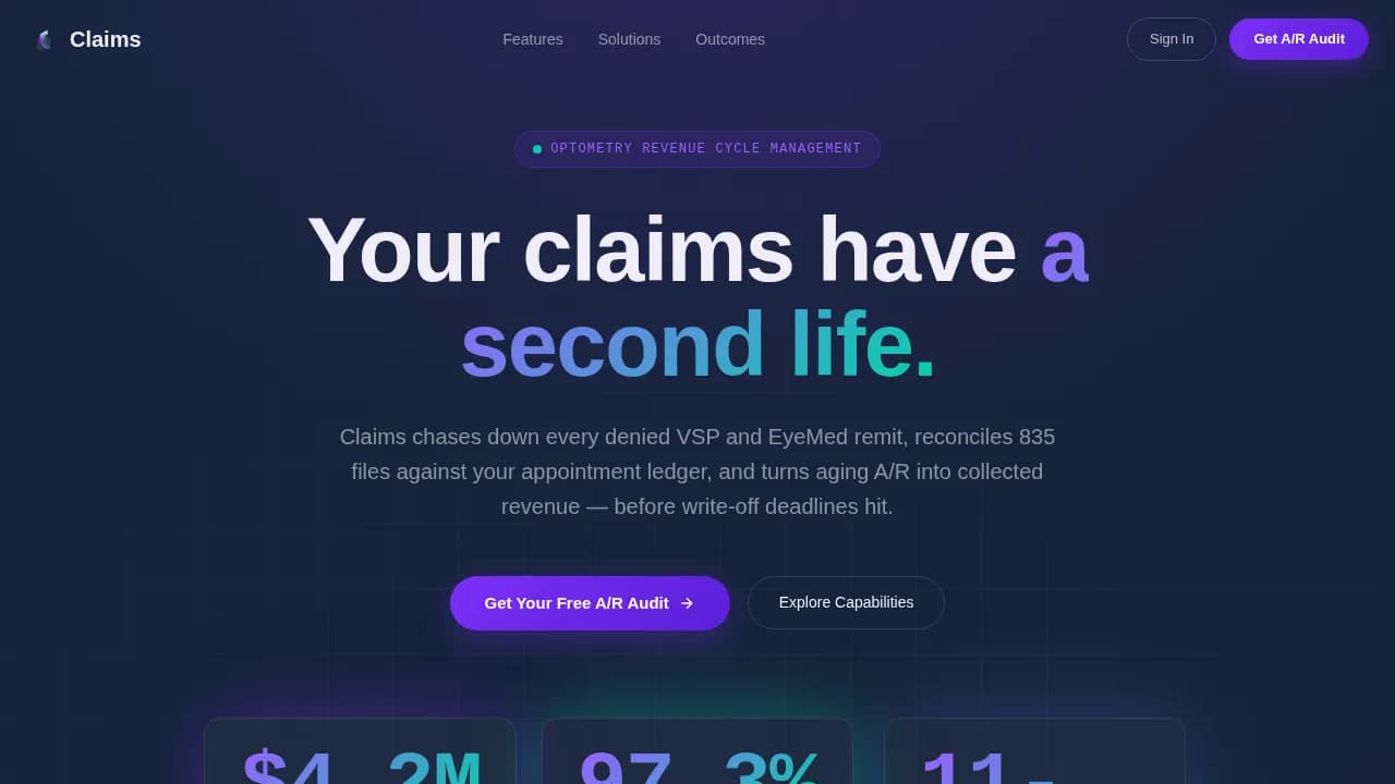 Revenue — Smart Optometry Billing Landing Page Template