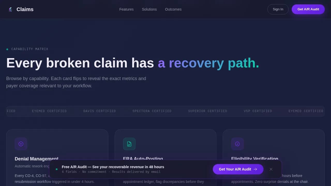 Revenue — Smart Optometry Billing Landing Page Template