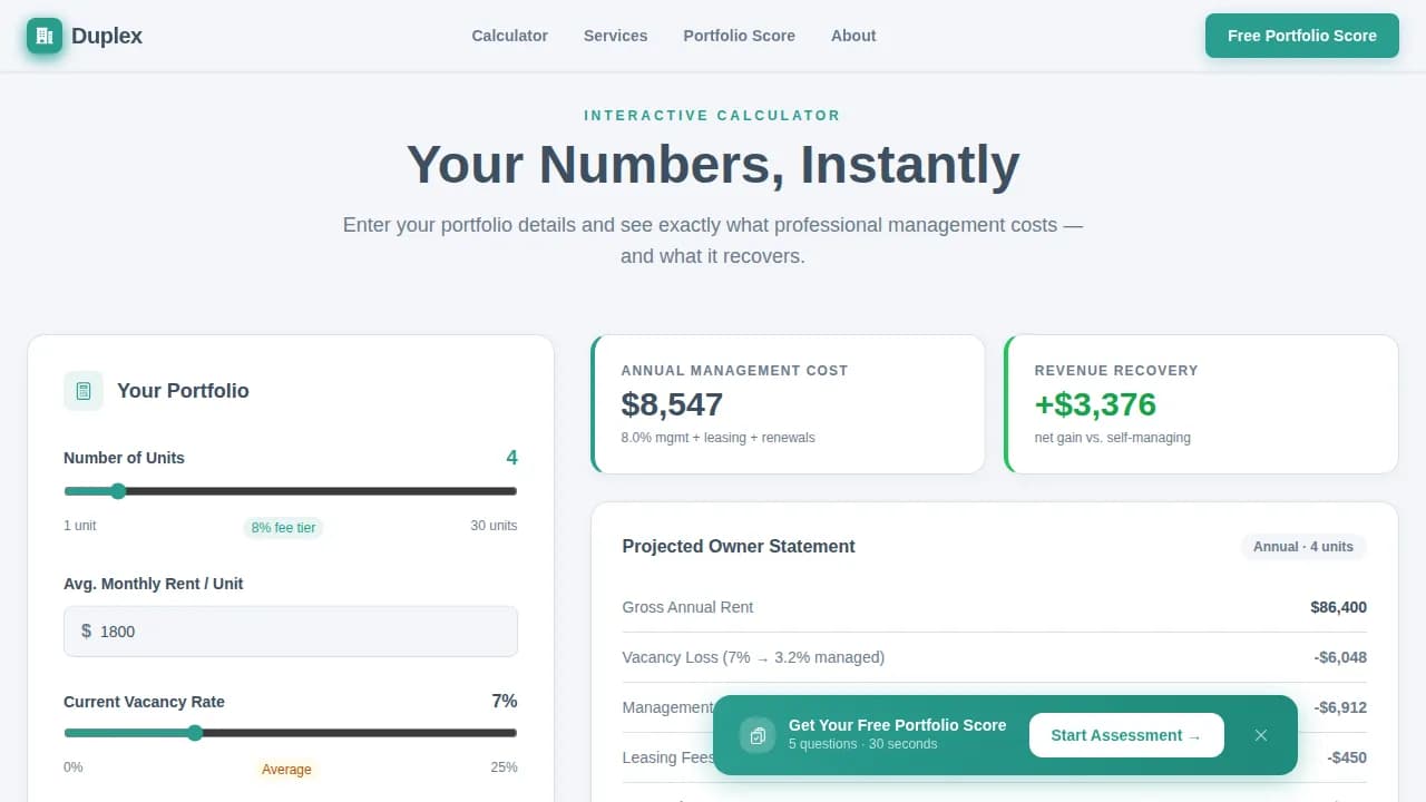 Duplex — Smart Multifamily Management Landing Page Template