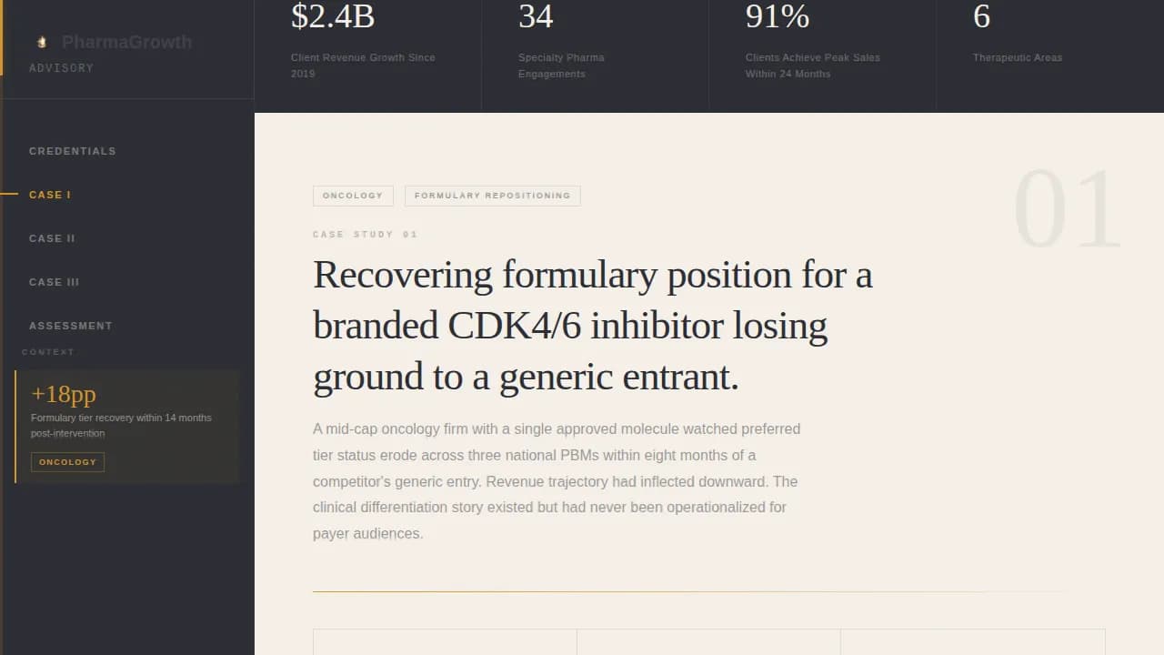 Access — Confidential Pharmaceutical Strategy Landing Page Template