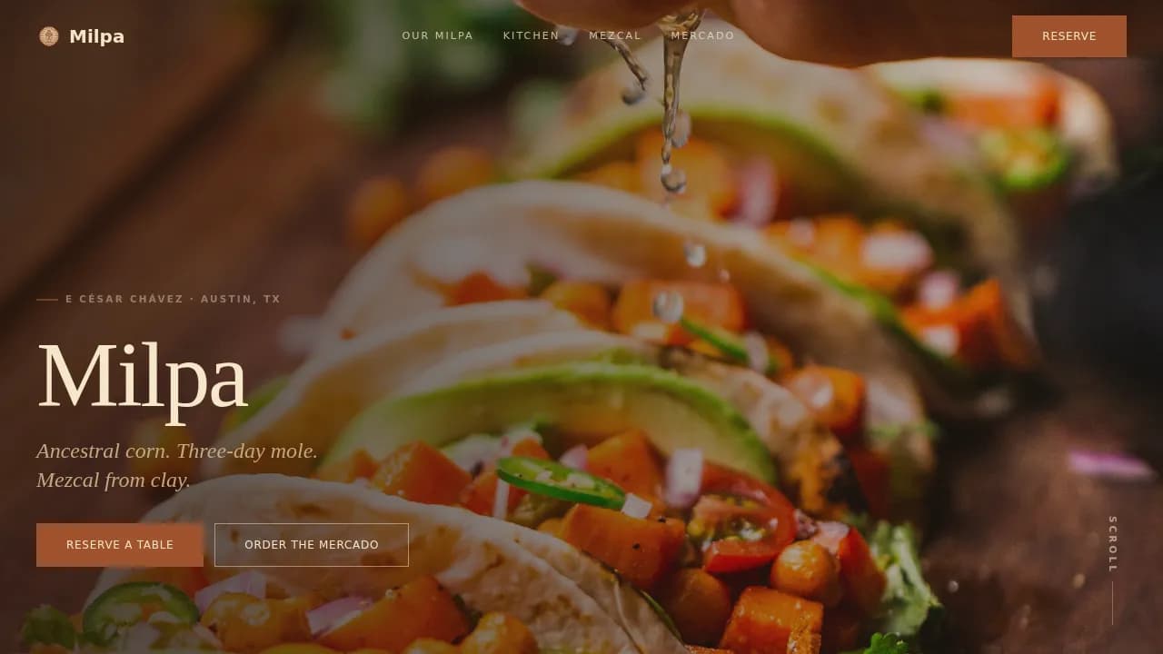 Tierra — Heritage Mexican Gastronomy Landing Page Template