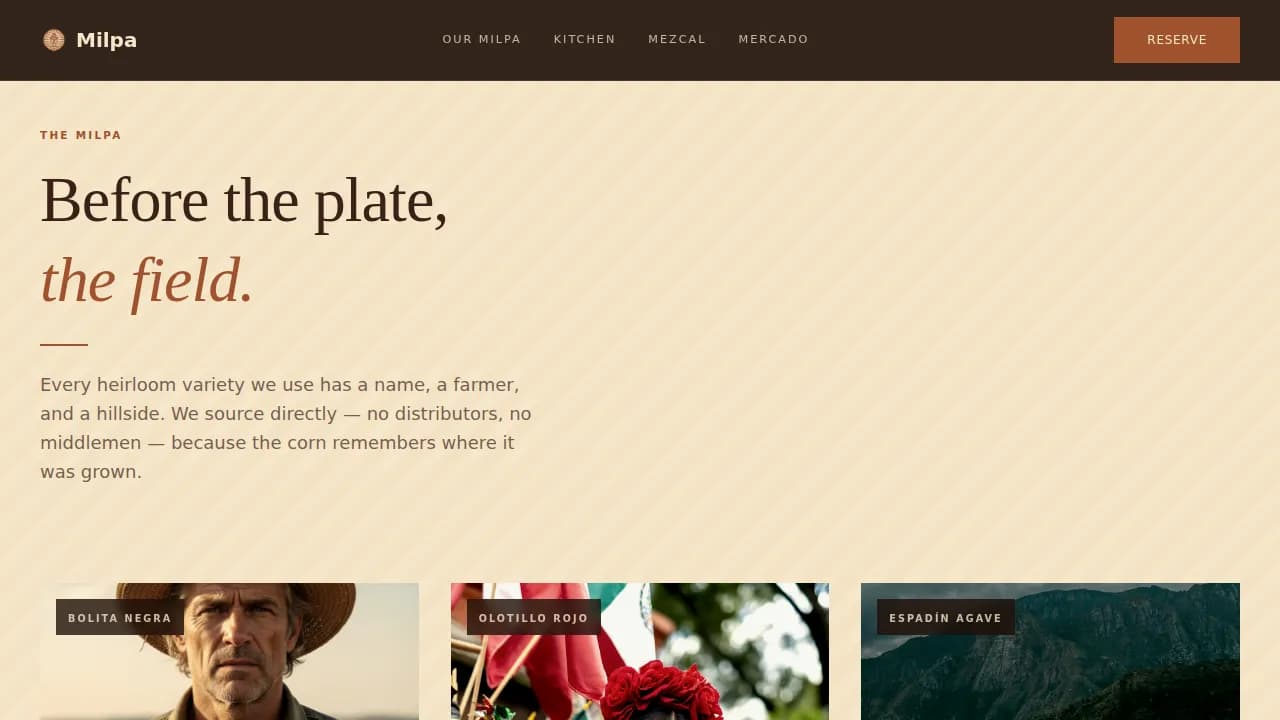 Tierra — Heritage Mexican Gastronomy Landing Page Template