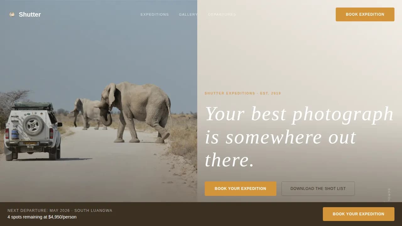 Frame — Premium Wildlife Photography Landing Page Template