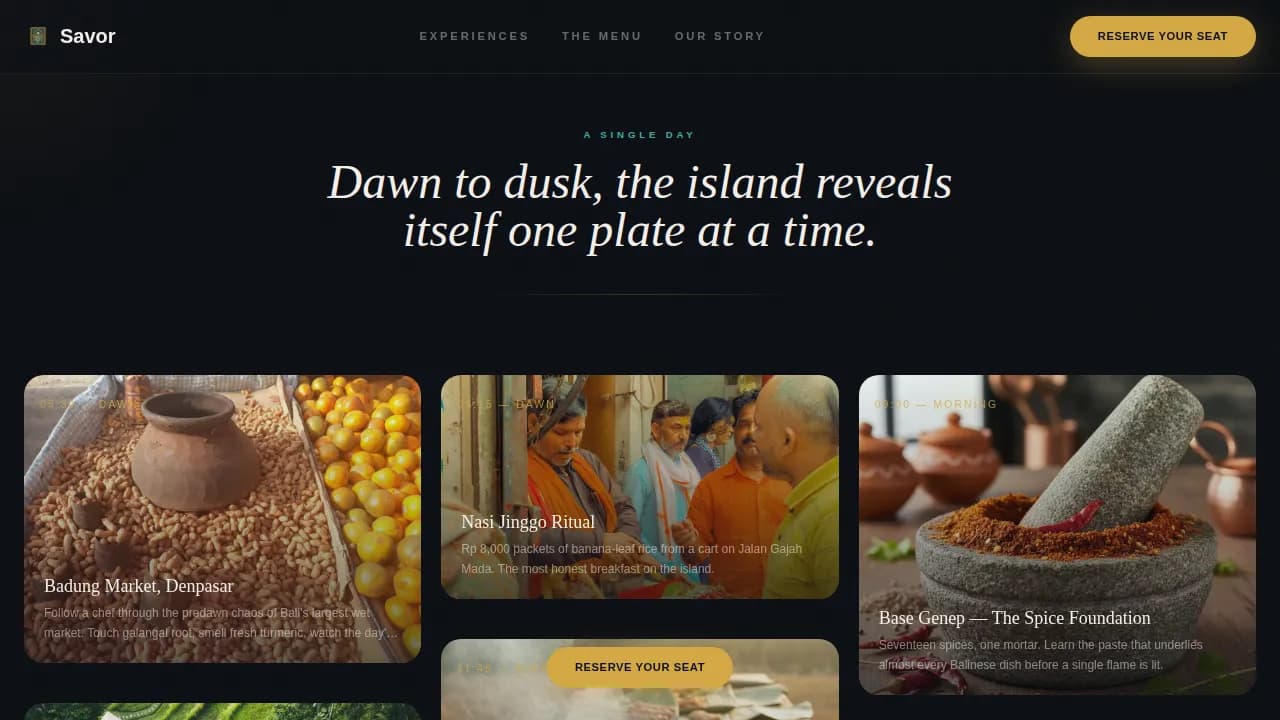 Indulge — Curated Culinary Retreat Landing Page Template