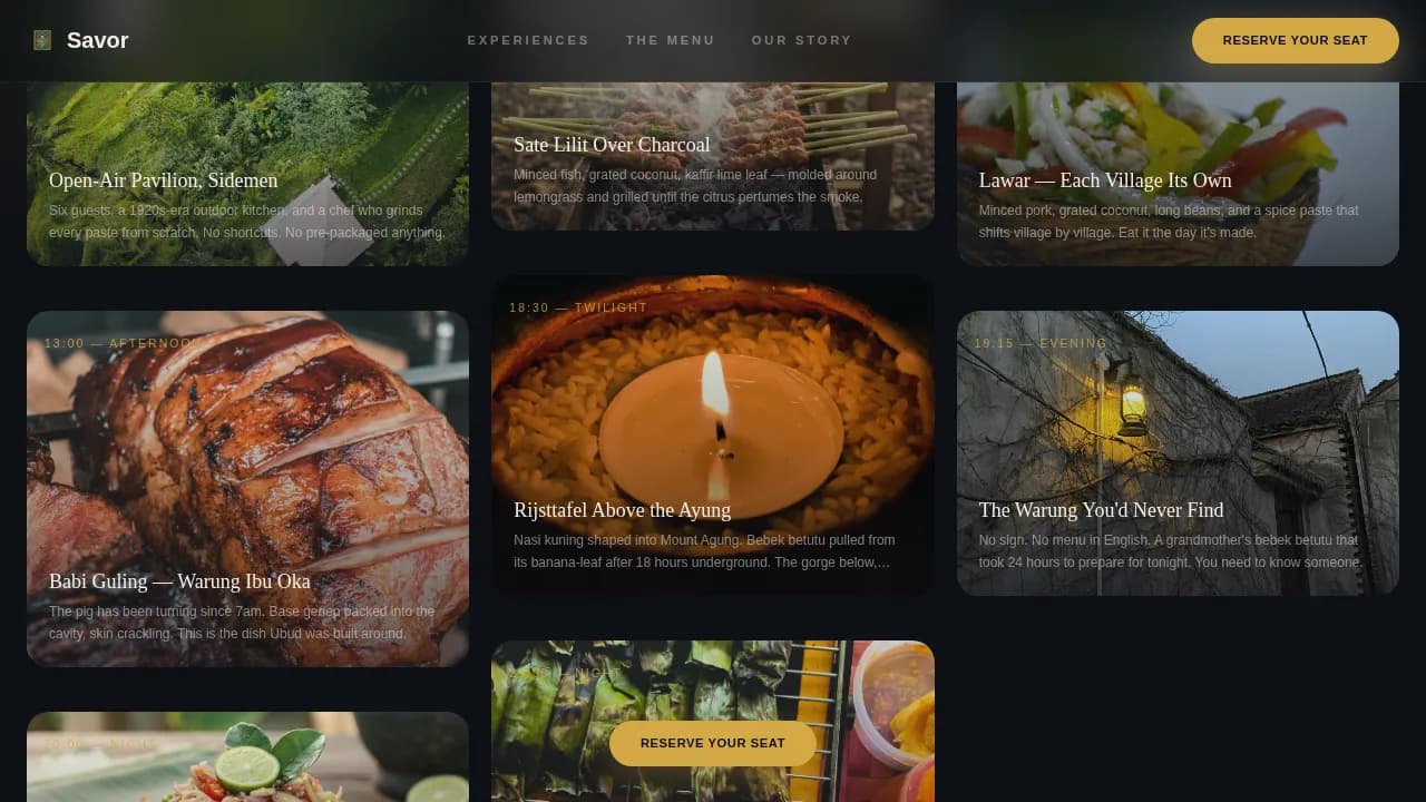 Indulge — Curated Culinary Retreat Landing Page Template
