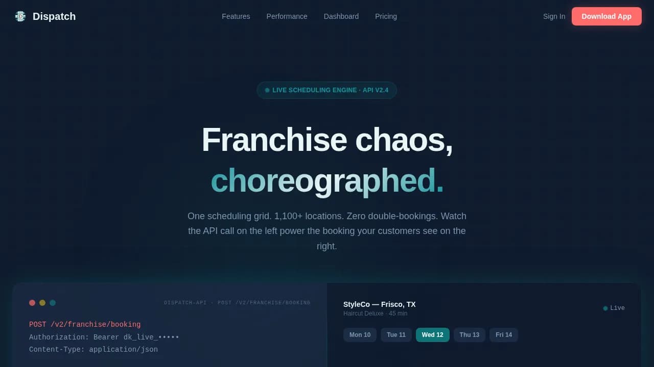 Franchise Digital Presence Booking Website Template