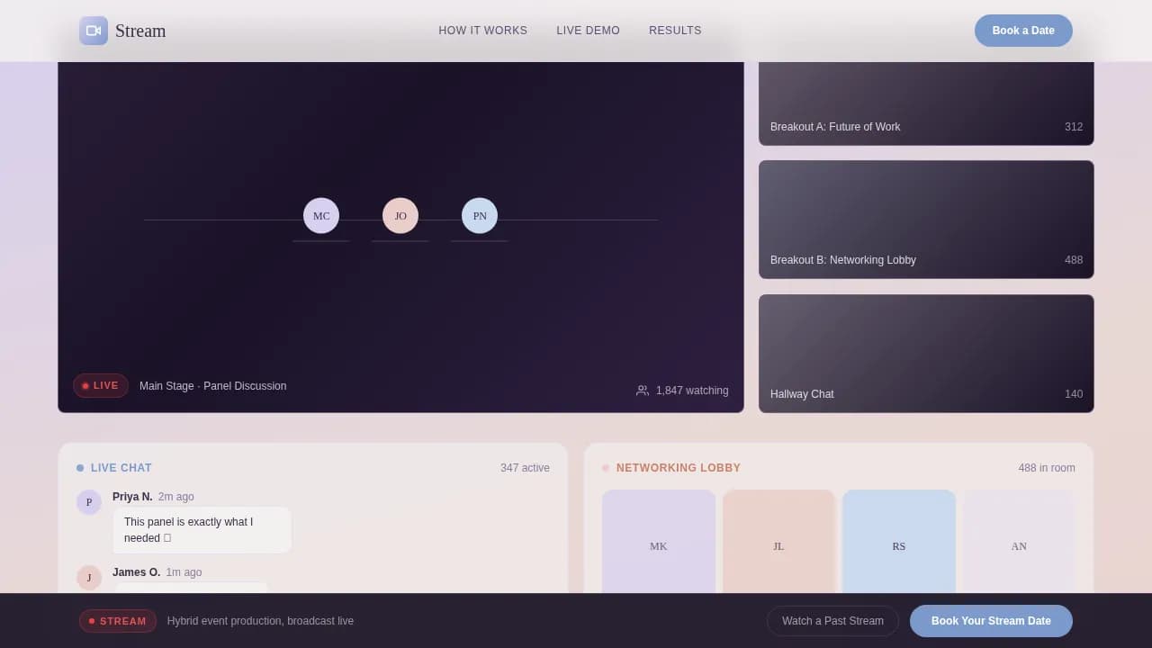 Stream — Engaging Professional Broadcast Landing Page Template