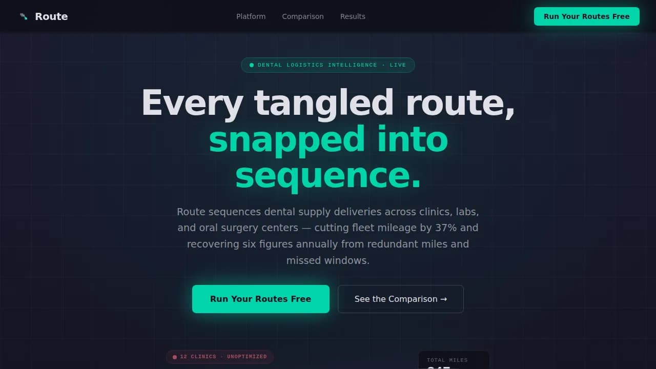 Swift — Intelligent Dental Logistics Landing Page Template