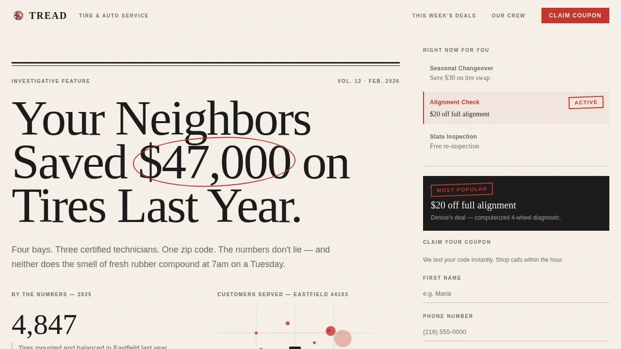 Grip — Expert Neighborhood Tire Landing Page Template