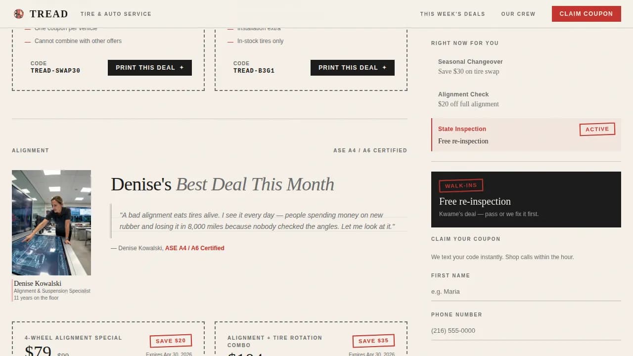 Grip — Expert Neighborhood Tire Landing Page Template