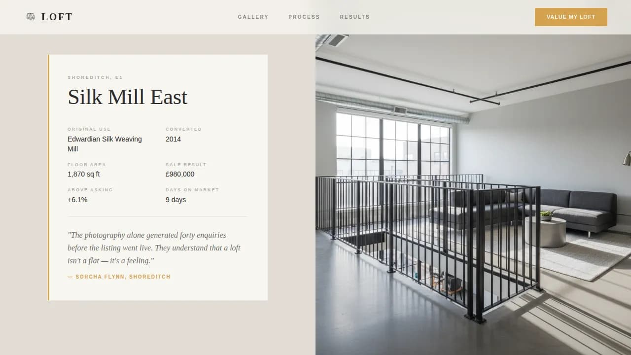 Vista — Curated Gallery Real Estate Landing Page Template