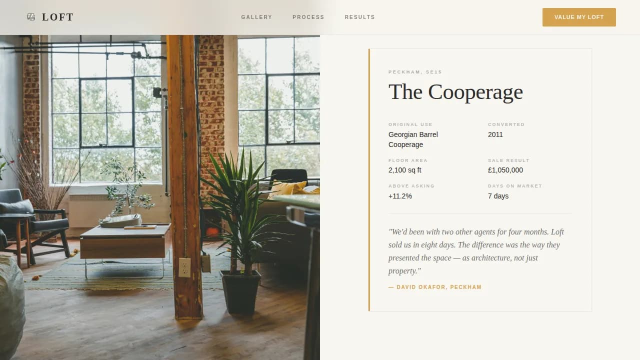 Vista — Curated Gallery Real Estate Landing Page Template