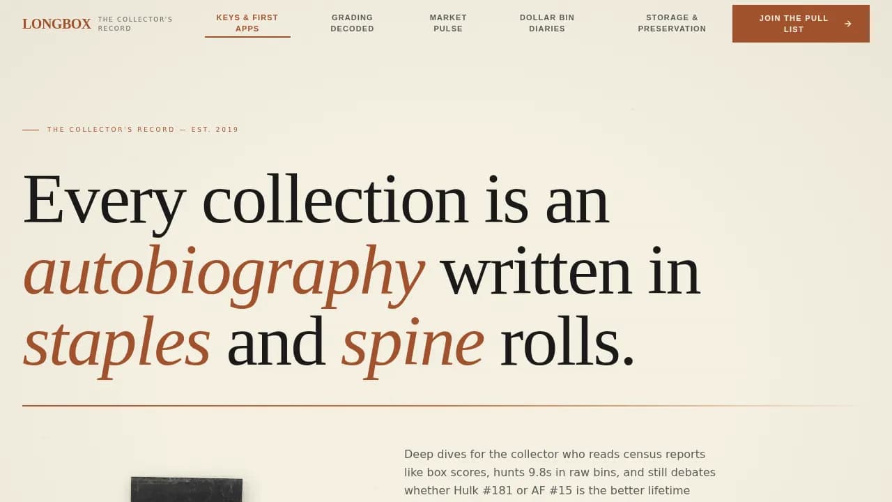 Collector — Premium Graphic Novel Landing Page Template