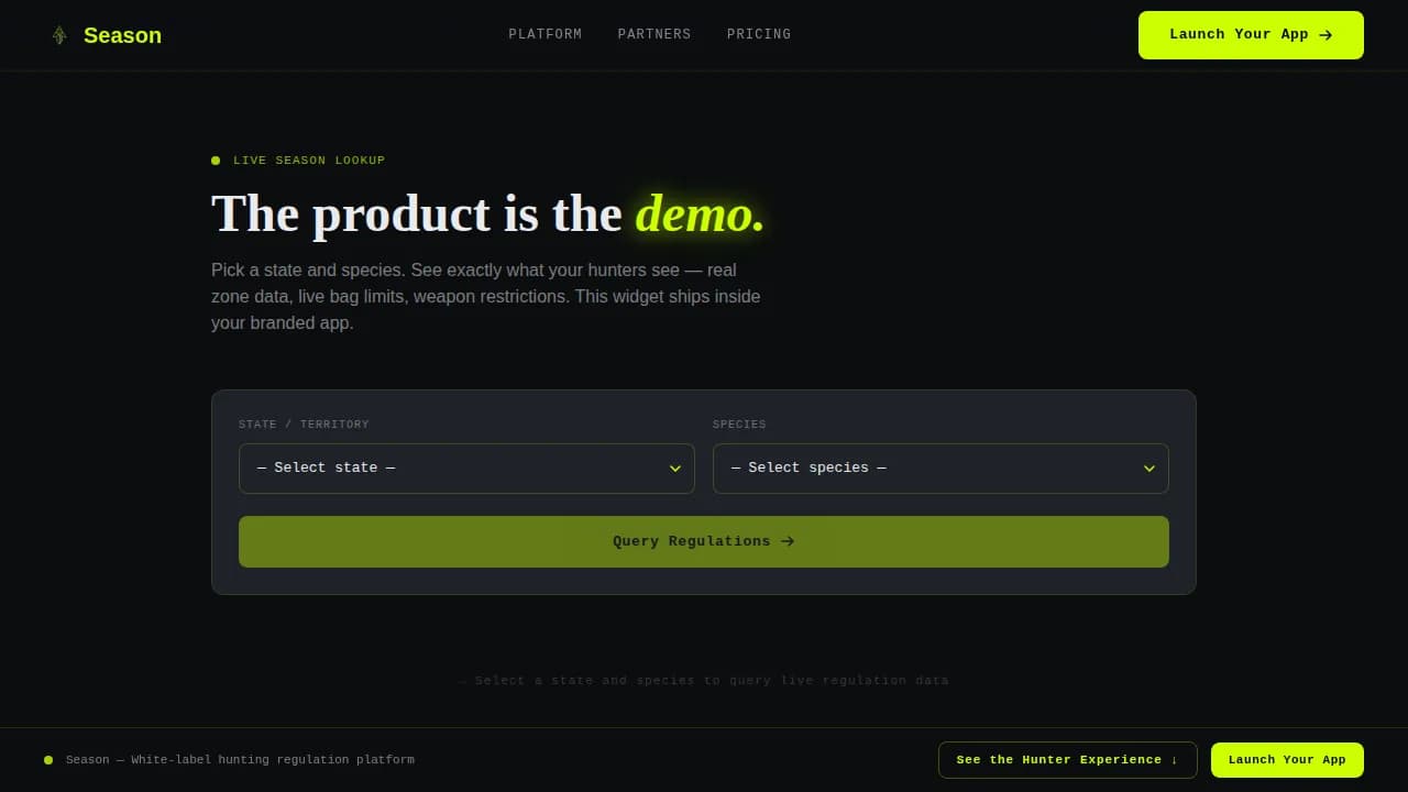 Compass — Current Hunting App Landing Page Template