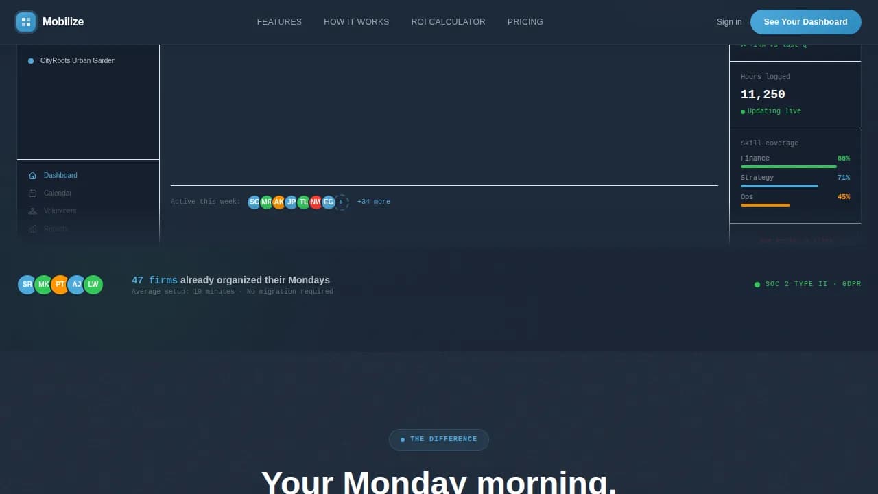 Mobilize — Volunteer Coordinator Landing Page Template